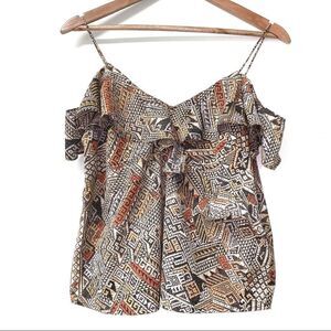 𝅺lucky Brand Cold Shoulder Aztec Printed Top